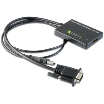 Techly VGA to HDMI converter M/F with USB audio (