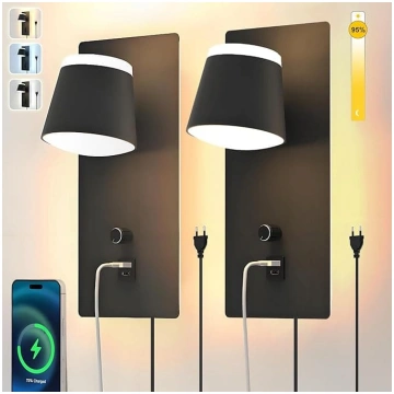Sytmhoe Pack of 2 Dimmable Wall Lights with Switch