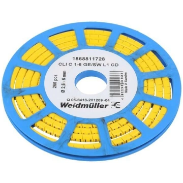 Markers; Marking: L1; 2.5÷5mm; PVC; yellow; -30÷80