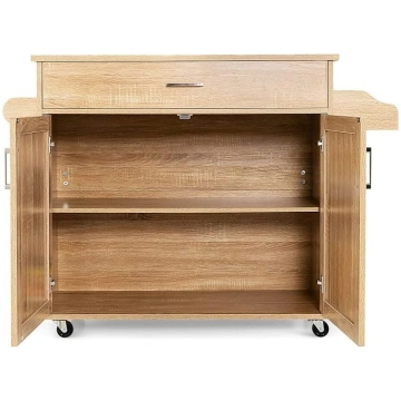 FANTASK Kitchen Trolley with Drawer & Cabinet, Woo