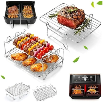 2 Stück Edelstahl Grillrost für Heißluftfritteuse,
