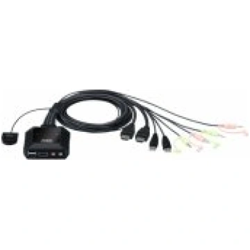 ATEN 2-Port USB 4K HDMI Cable KVM Switch with Remo