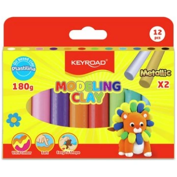 Plastilīns Keyroad 10 pamatkrāsas+2 metāliskas krā