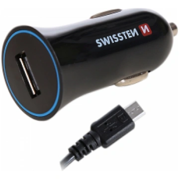 Swissten Auto Lādētājs 12 / 24V / 1A + Micro USB v