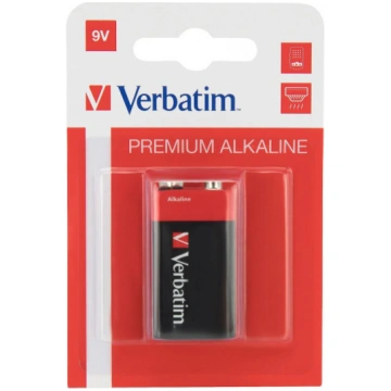 ALKALINE BATTERY 9V 1 PACK VERBATIM 49924
