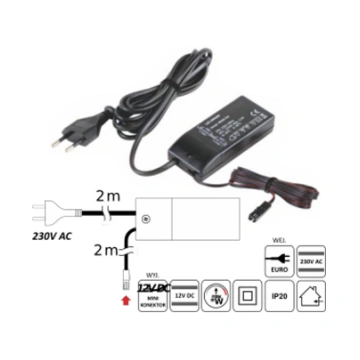 Transformātors 30W ar rozeti/12V DC IP20