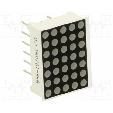 Display: LED; matrix; 5x7; red; 100mcd; anode; 12.