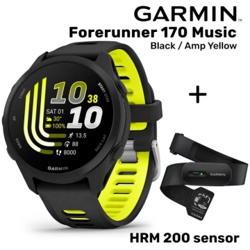 GARMIN Forerunner 170 Music, Black/Amp Yellow + HR