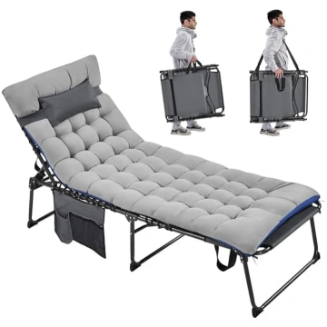 Yaheetech Folding Sun Lounger with Extra Thick Mat