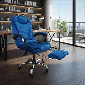 Ergonomisks biroja krēsls ar kāju balstu un masāža