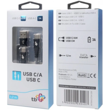 USB A/C - USB C Cable 1 2 m black ( AKTBXKUCTOA120