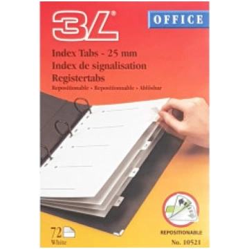 Pārlīmējami atdalītāji Index Tabs balti