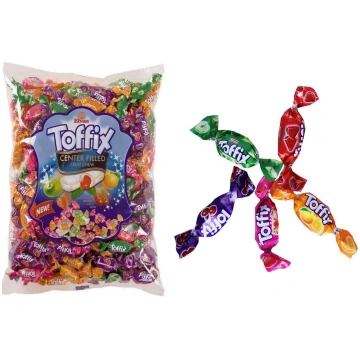 Mīkstā karamele ar augļu sīrupa pildījumu Toffix, 