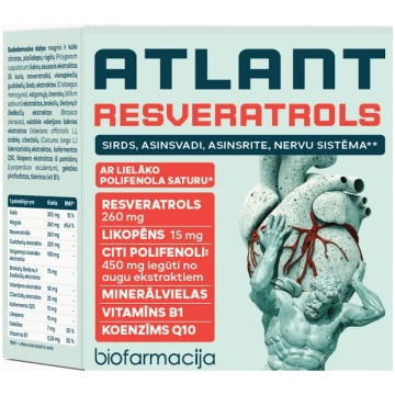 Biofarmacija Atlant Resveratrols paciņas, 28 gb