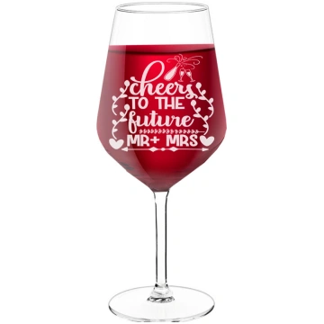 Gravēta Vīna Glāze ar Uzrakstu - "Cheers To The Fu