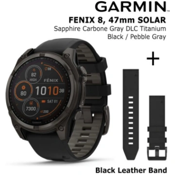 GARMIN Fenix 8 47 mm, Solar, Sapphire Carbon + Bla