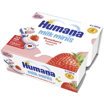 Humana Milk Minis jogurta deserts ar zemenēm 400g