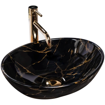 Rea Sofia Black Marble Shiny countertop izlietne