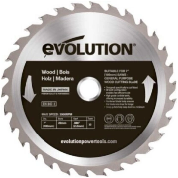 Evolution koka griešanas ripzāģis 180mm, 30 zobi