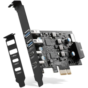 USB PCIe karte ar 6 pieslēgvietām (2 A tipa, 2 USB