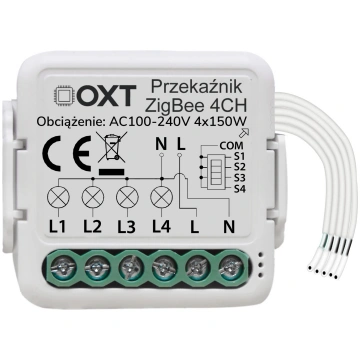 OXT mini releja modulis 4 ķēdēm ZigBee TUYA