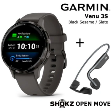 GARMIN Venu 3S, Black + Shokz Open Move Grey sport