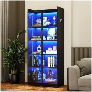 FREDEES Display Cabinet with LED Lighting, 5-Tier 