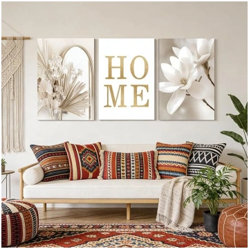 Trīsdaļīgs audekla bilžu komplekts, modernas Boho