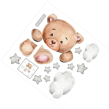 TOYANDONA Cute Bear Wall Sticker Pašlīmējošs gaism