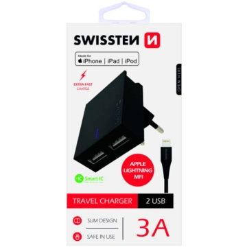 Telefona lādētājs Swissten, USB/AC/DC, 120 cm