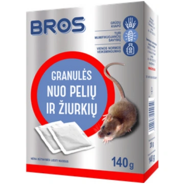 Granulas pret pelēm un žurkām Bros, 140 g
