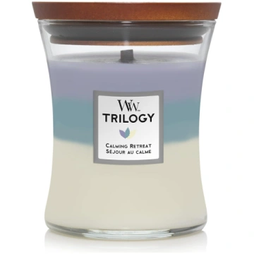 Svece, aromātiskā WoodWick Trilogy Calming Retreat