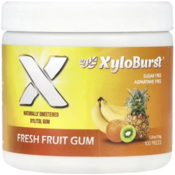 Xyloburst, Xylitol Gum, Fresh Fruit, 100 Pieces, 5