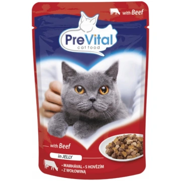 PREVITAL Liellopu gaļa želejā - mitrā kaķu barība 