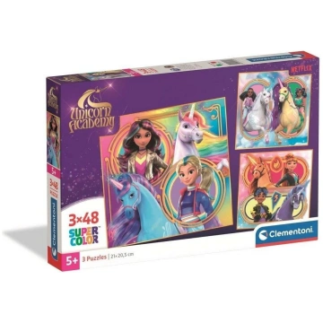 Clementoni Puzzle 3x48 Super Kolor Unicorn Academy