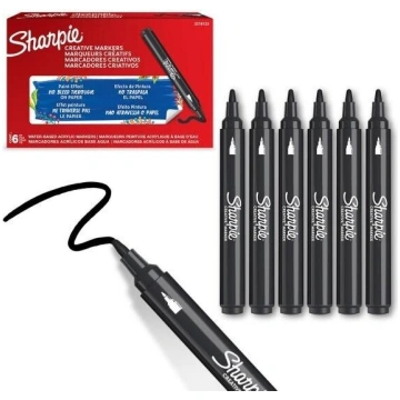 Melni akrila marķieri (6 gab.) - Sharpie
