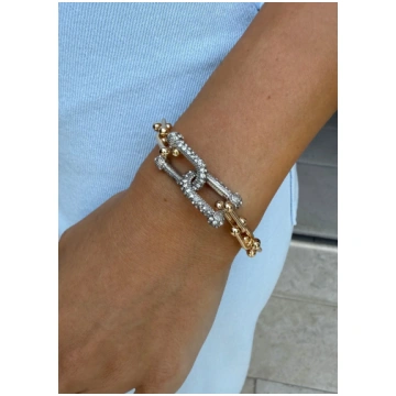 Ayana Gold and SIlver Ball Chain Link Bracelet wit