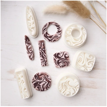 Textured Geometric Polymer Clay Cutters, Mixed Sha