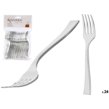 Set of 24 plastic silver dessert forks, 16×10×1.5 