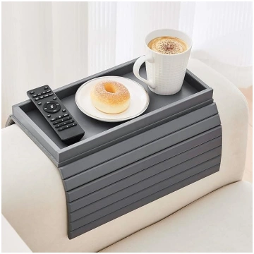 GEHE Bamboo Sofa Arm Tray, Foldable Couch Arm Tray