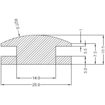 H Gs EPDM profils 25x10,5mm
