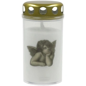 Candela Memorial Candle With Cap, White, With Prin