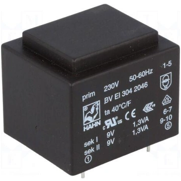 Transformer: encapsulated | 2.6VA | 230VAC | 9V | 