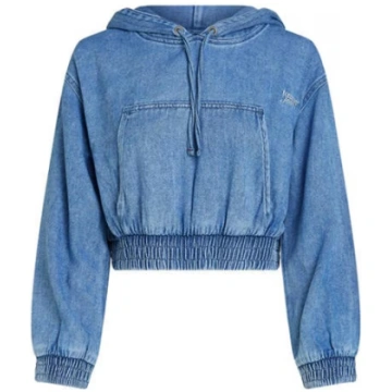Denim Cropped Hoodie