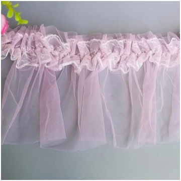 Organzas mežģīnes apdares lentes kroku tilla šifon