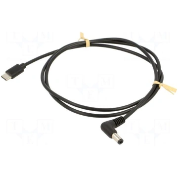 Cable | USB C plug,DC 5,5/2,5 plug | angled | blac