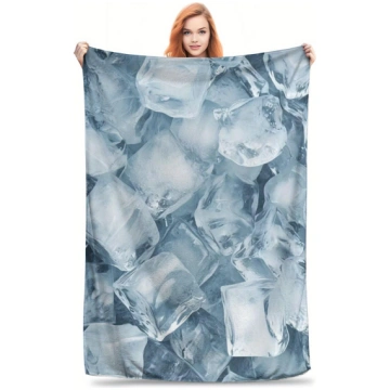 Frost Crystal Flannel Throw Blanket Ice Cube Patte