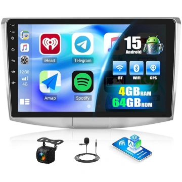 CAMECHO 4+64G 10 Zoll Android 15 Autoradio für VW