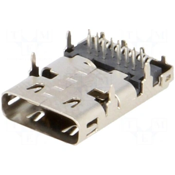 Connector: USB C | socket | THT | angled | USB 3.1