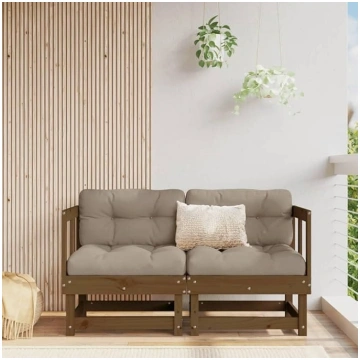 Homgoday Garden Corner Sofas Set of 2 Brown 1 Soli